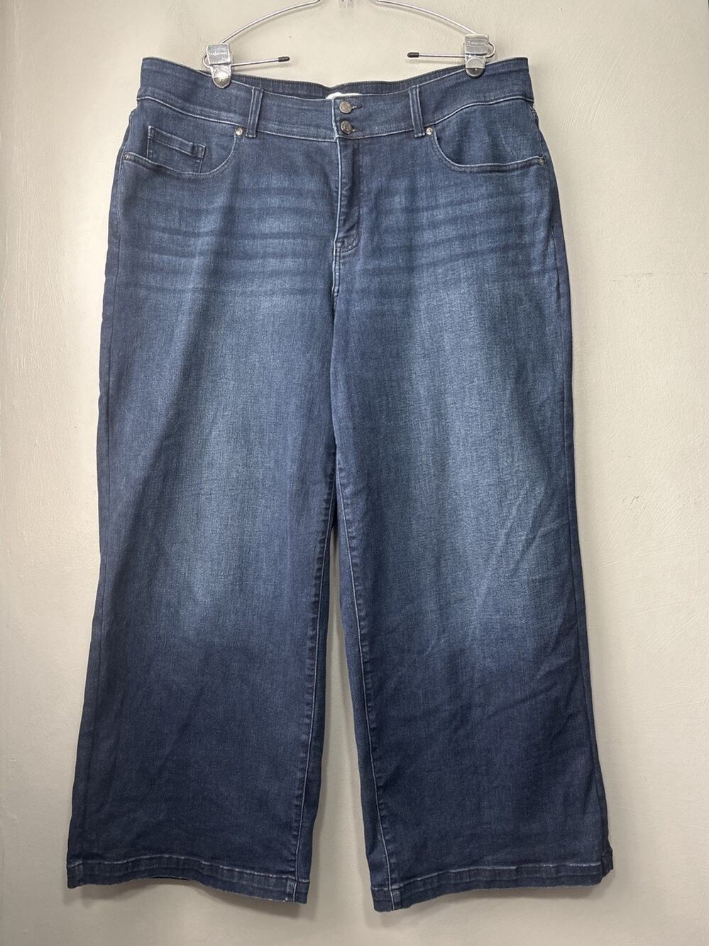 Lane Bryant Wide Leg Blue Jeans Plus Size 20 High Rise Tighter Tummy Dark Denim